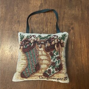 Longaberger Brown and Green Decorative‎ Bag with Christmas Design